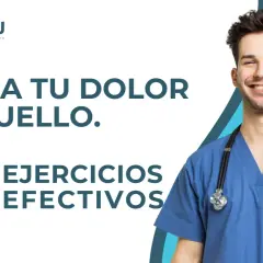 Alivia tu dolor de cuello con 5 ejercicios efectivos. Un sonriente profesional de la salud te muestra cómo.