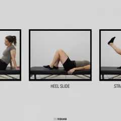 Secuencia de ejercicios para fortalecer el cuádriceps y la rodilla, útil tras una lesión del ligamento cruzado anterior.