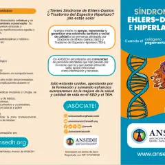 Folleto informativo sobre el Síndrome de Ehlers-Danlos (SED) y el Trastorno del Espectro Hiperlaxo (TEH). Incluye tratamientos, pronósticos y recursos de apoyo.