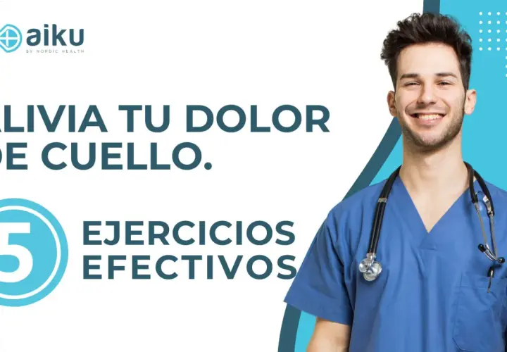 Alivia tu dolor de cuello con 5 ejercicios efectivos. Un sonriente profesional de la salud te muestra cómo.